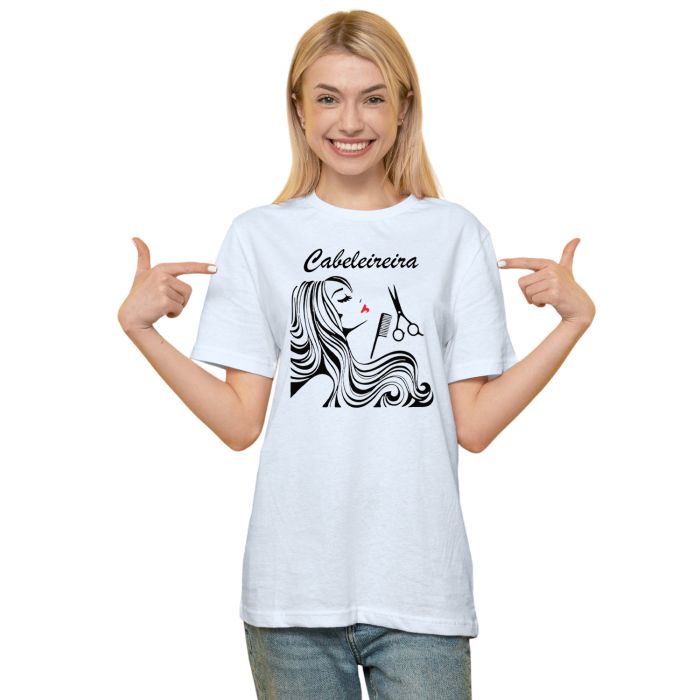 Camiseta Cabeleireira Pente Tesoura Estampa Personalizada