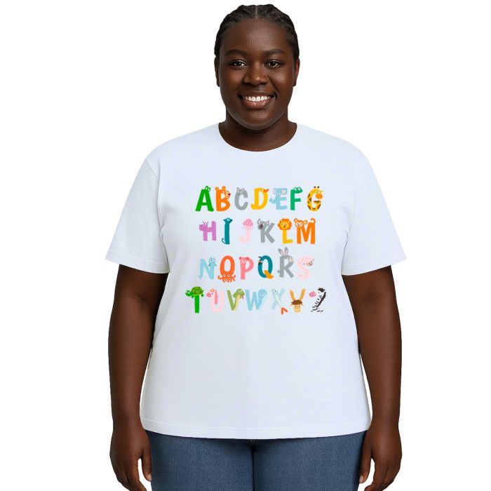 Camiseta Alfabeto Divertido Animais Personalizada