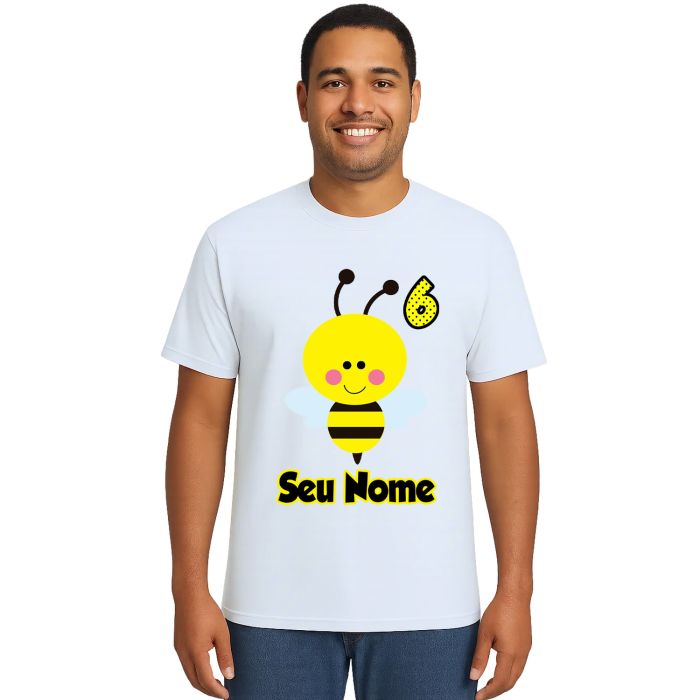 Camiseta Abelha Asas Aniversário Estampa Personalizada