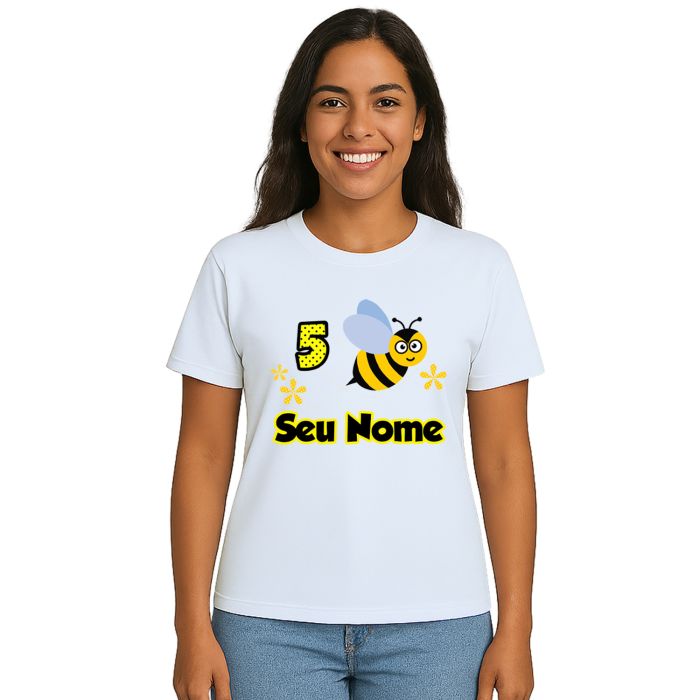 Camiseta Abelha Voando Aniversário Personalizada