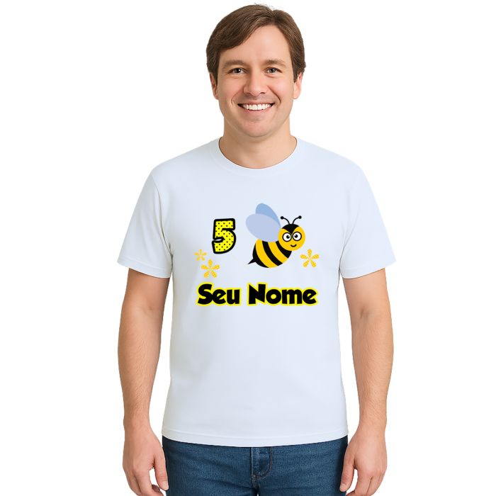 Camiseta Abelha Voando Aniversário Personalizada