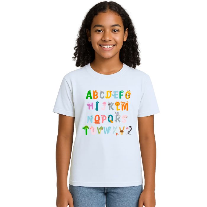 Camiseta Alfabeto Divertido Animais Personalizada