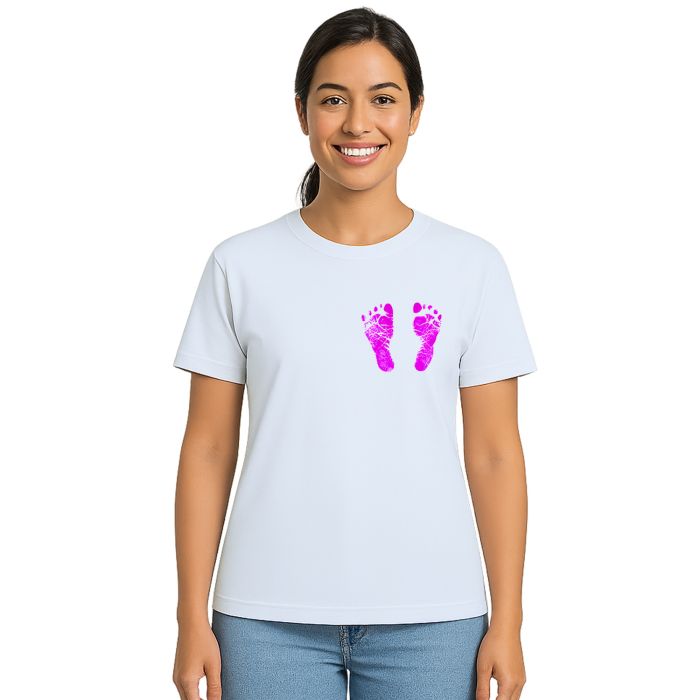Camiseta Pezinho Rosa No Coração Estampa Personalizada