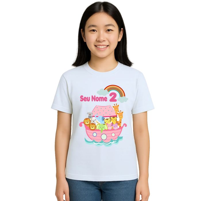 Camiseta Arca de Noé Girl Animais Estampa Personalizada