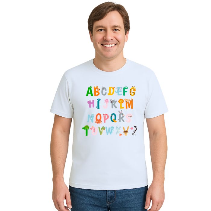 Camiseta Alfabeto Divertido Animais Personalizada