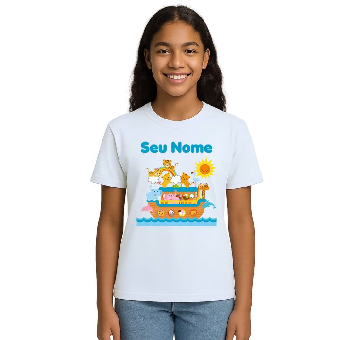 Camiseta Arca de Noé Bichos Menino Personalizada
