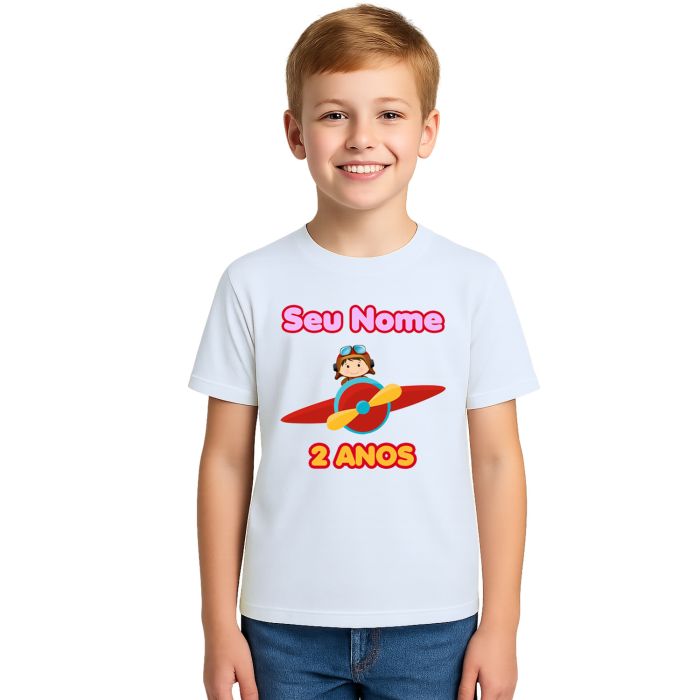 Camiseta Aviadora Girl Avião Festa Estampa Personalizada