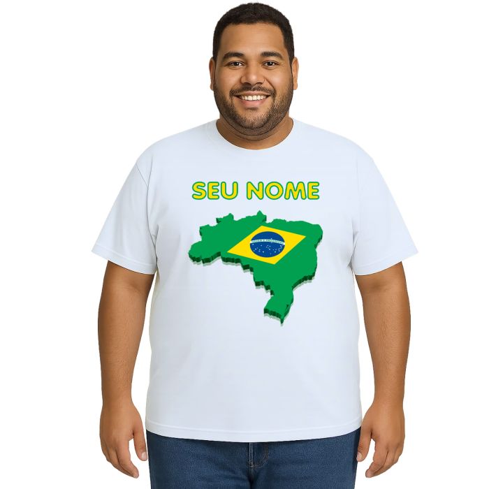 Camiseta Brasil Mapa Com Nome Estampa Personalizada