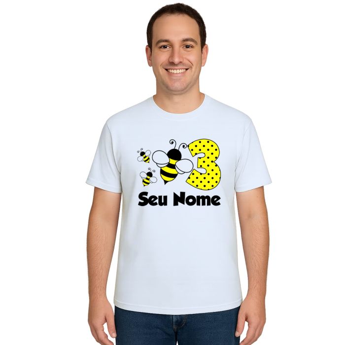 Camiseta Abelha Aniversário Estampa Personalizada