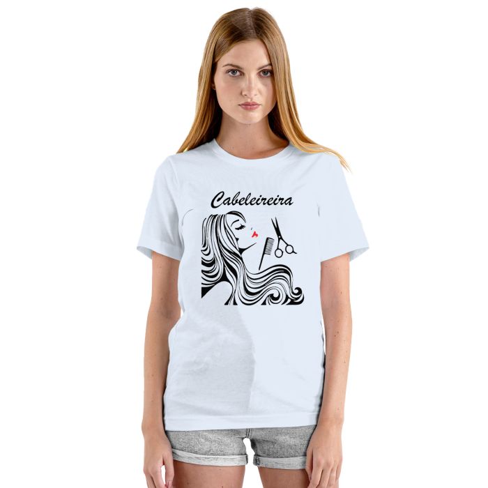 Camiseta Cabeleireira Pente Tesoura Estampa Personalizada