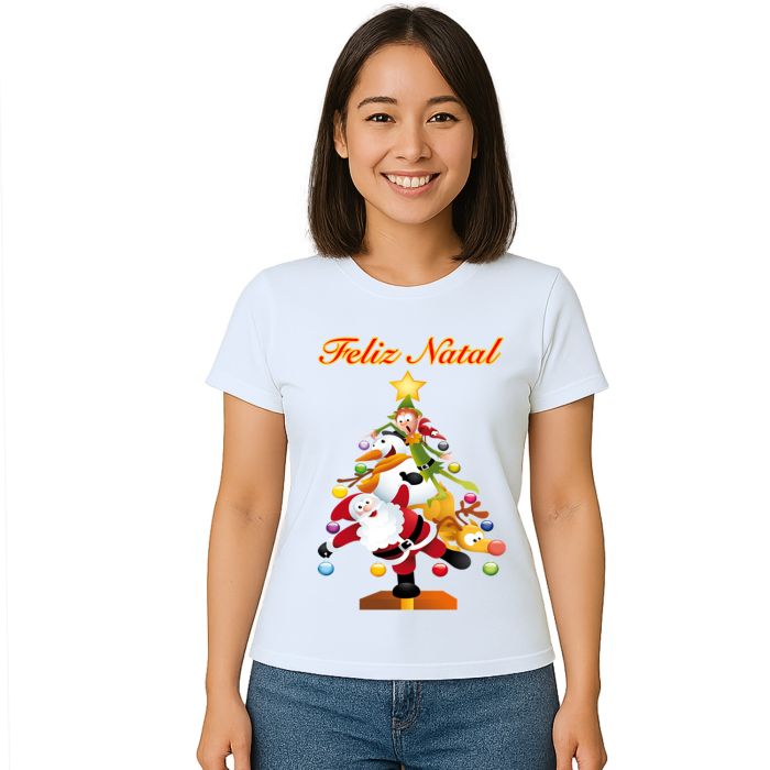 Camiseta Natalina Árvore Natal Estampa Personalizada
