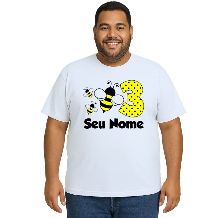 Camiseta Abelha Aniversário Estampa Personalizada