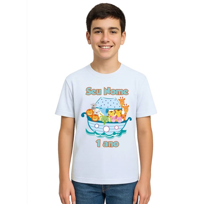 Camiseta Arca de Noé Animais Boy Estampa Personalizada