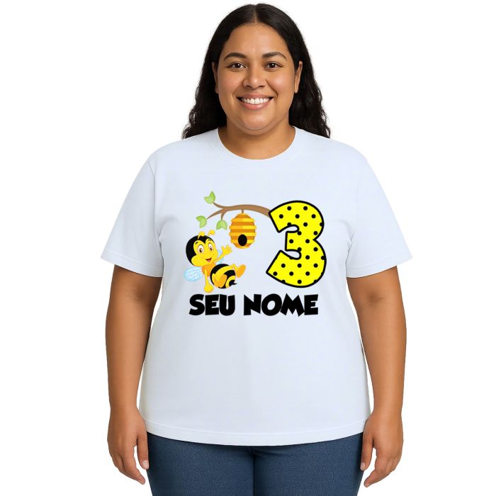 Camiseta Abelha Colmeia Aniversário Personalizada