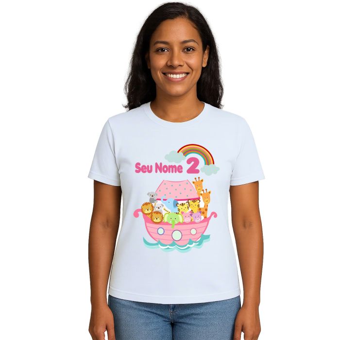 Camiseta Arca de Noé Girl Animais Estampa Personalizada