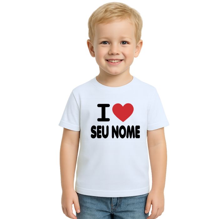 Camiseta Eu Amo I Love Seu Nome Estampa Personalizada