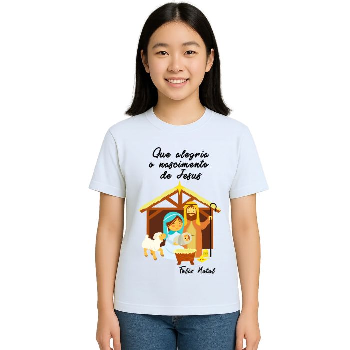 Camiseta Natalina Presépio Natal Estampa Personalizada