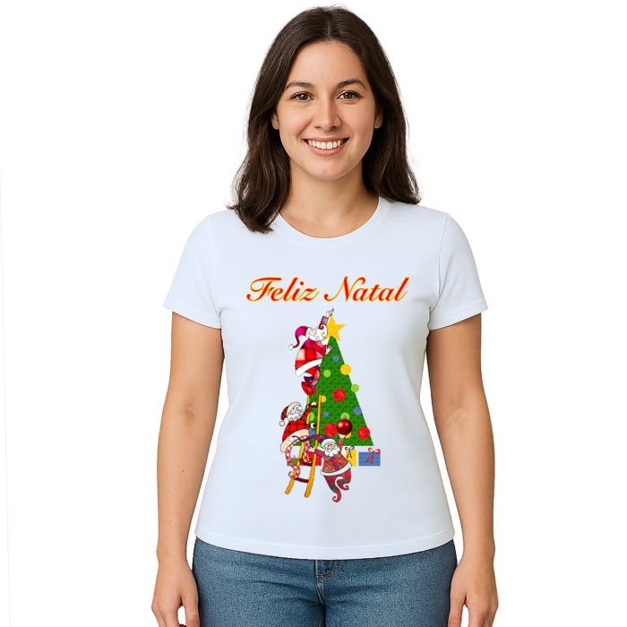 Camiseta Árvore Natal Papai Noel Natalina Personalizada