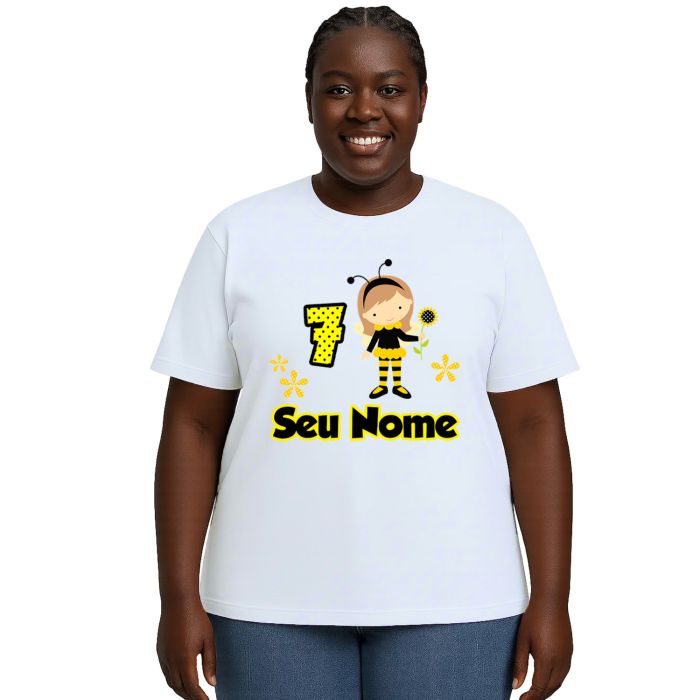 Camiseta Abelha Girl Aniversário Estampa Personalizada