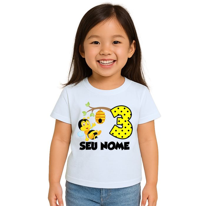 Camiseta Abelha Colmeia Aniversário Personalizada