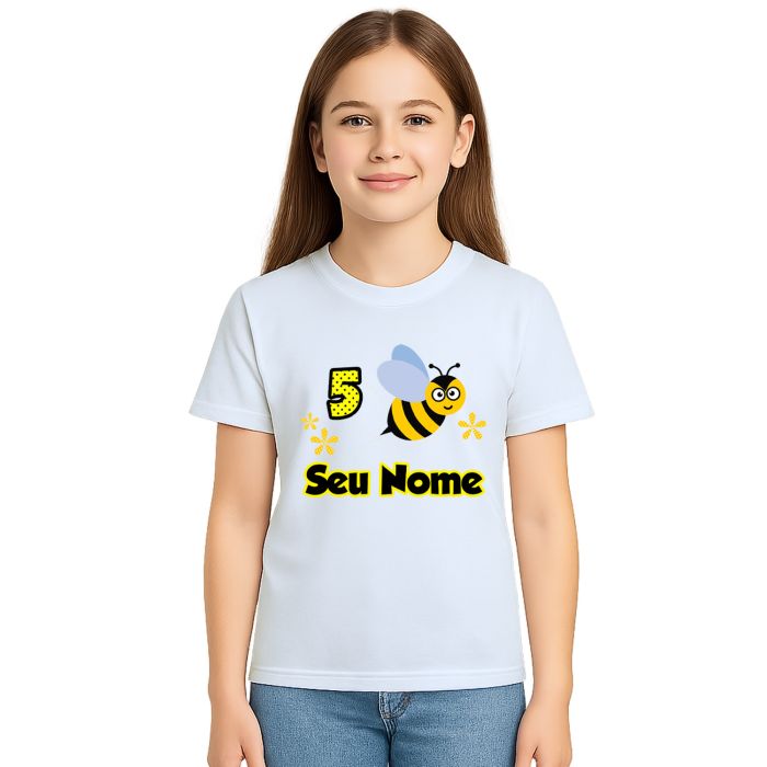 Camiseta Abelha Voando Aniversário Personalizada
