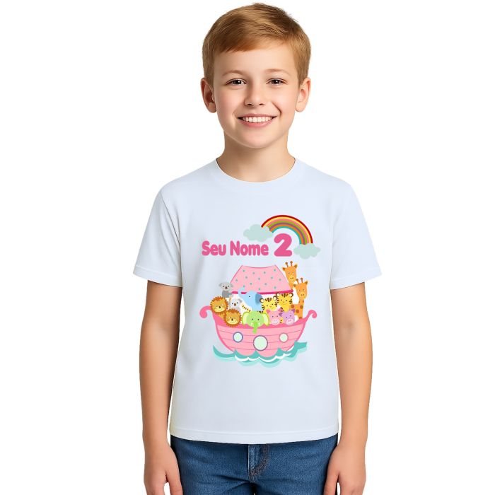 Camiseta Arca de Noé Girl Animais Estampa Personalizada