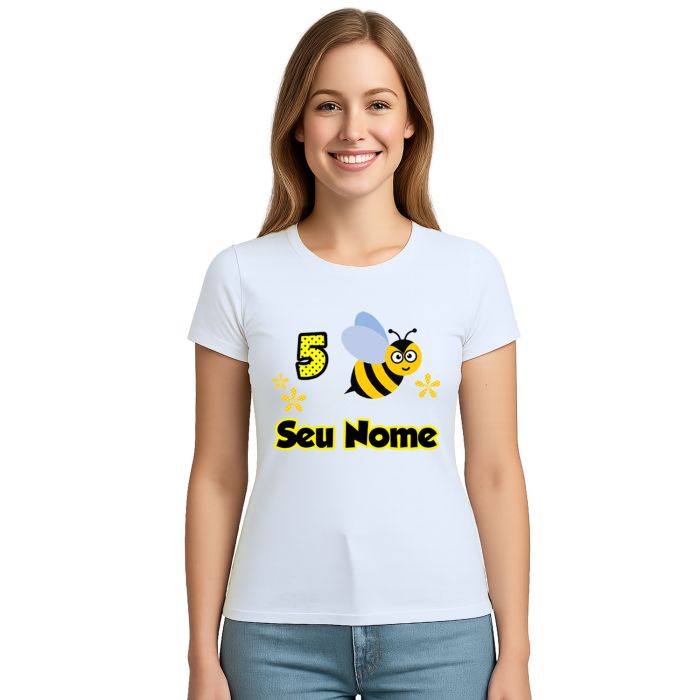 Camiseta Abelha Voando Aniversário Personalizada