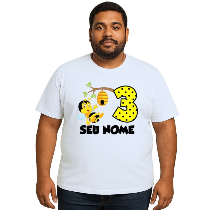 Camiseta Abelha Colmeia Aniversário Personalizada