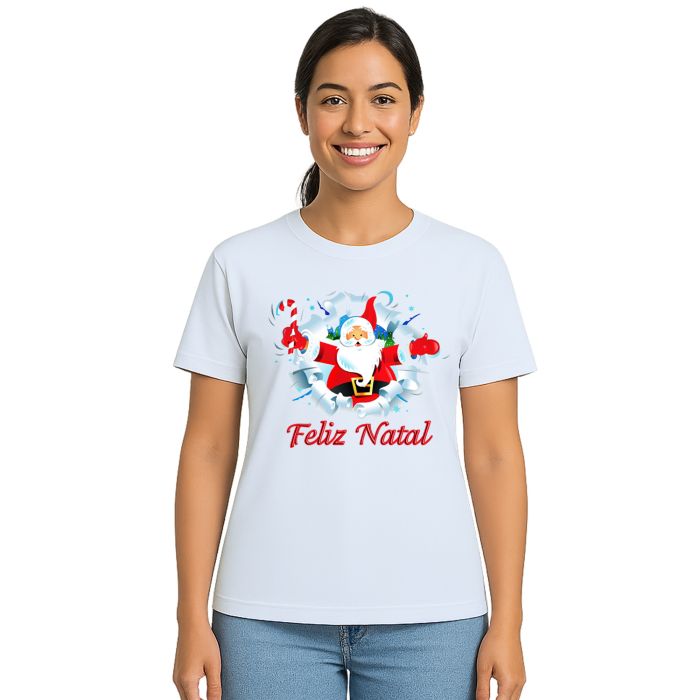 Camiseta Papai Noel Feliz Natal Natalina Personalizada