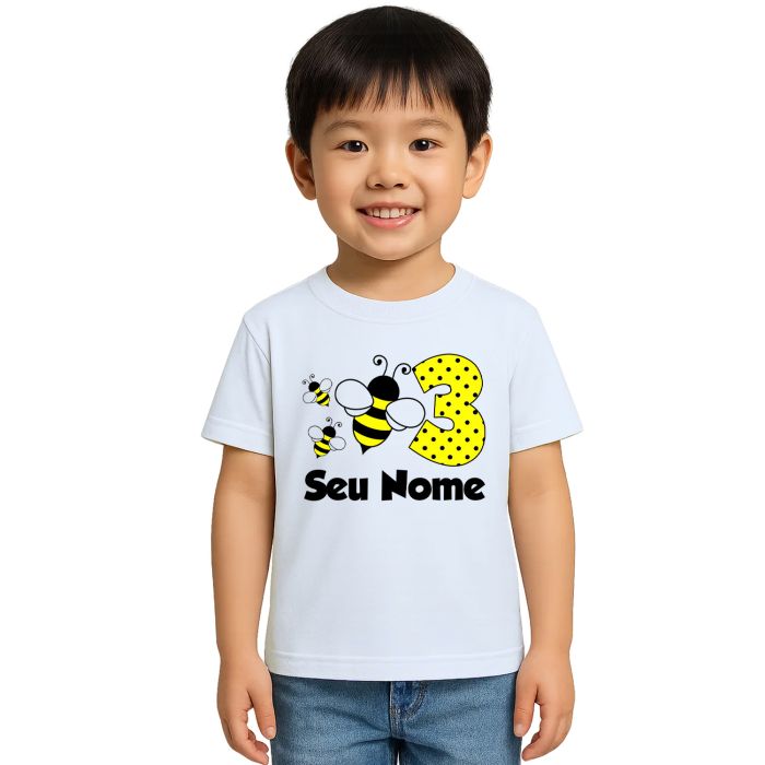 Camiseta Abelha Aniversário Estampa Personalizada