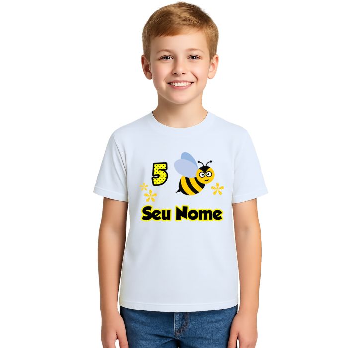 Camiseta Abelha Voando Aniversário Personalizada