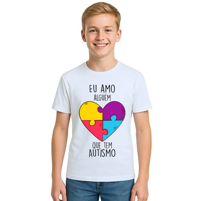 Camiseta Amo Alguém Autista Autismo Personalizada