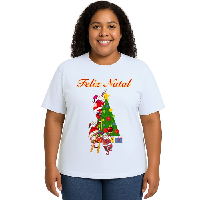 Camiseta Árvore Natal Papai Noel Natalina Personalizada