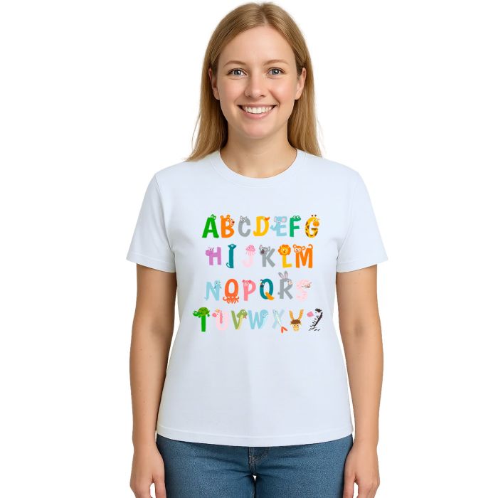 Camiseta Alfabeto Divertido Animais Personalizada