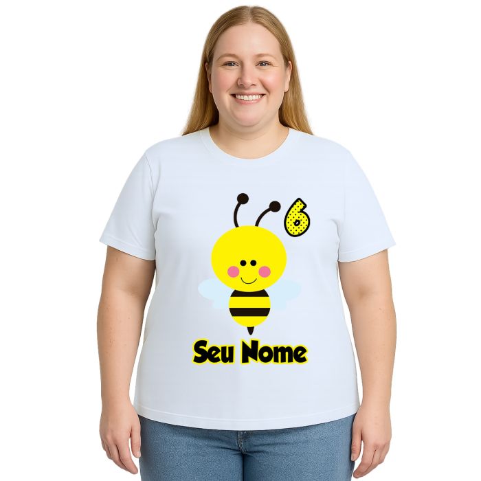 Camiseta Abelha Asas Aniversário Estampa Personalizada