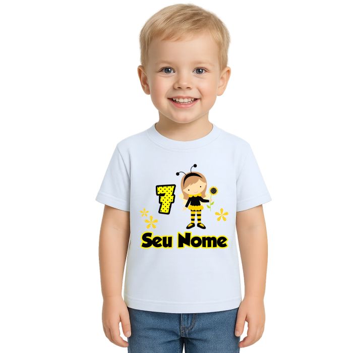 Camiseta Abelha Girl Aniversário Estampa Personalizada