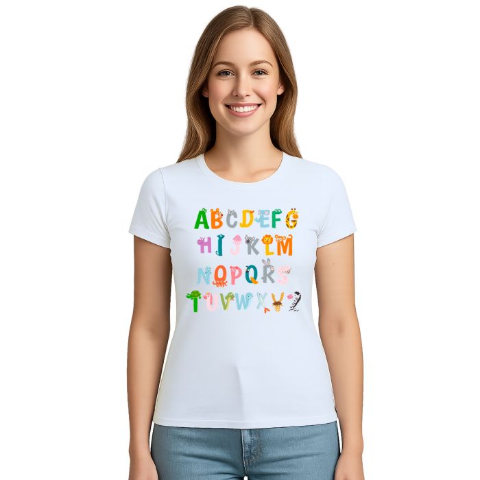 Camiseta Alfabeto Divertido Animais Personalizada