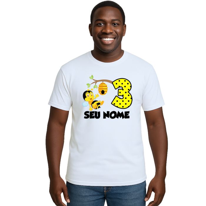 Camiseta Abelha Colmeia Aniversário Personalizada