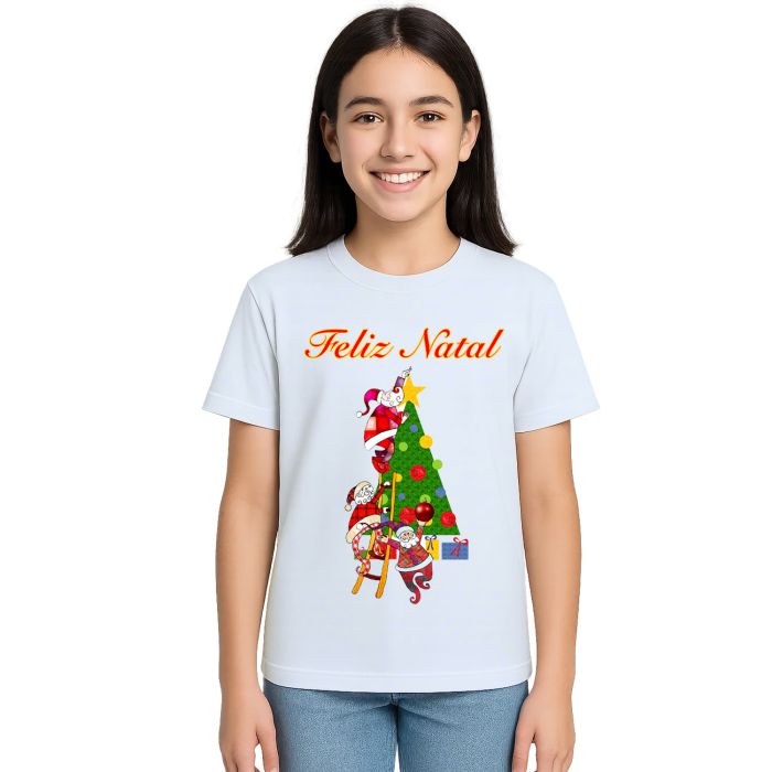Camiseta Árvore Natal Papai Noel Natalina Personalizada