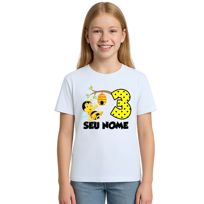 Camiseta Abelha Colmeia Aniversário Personalizada