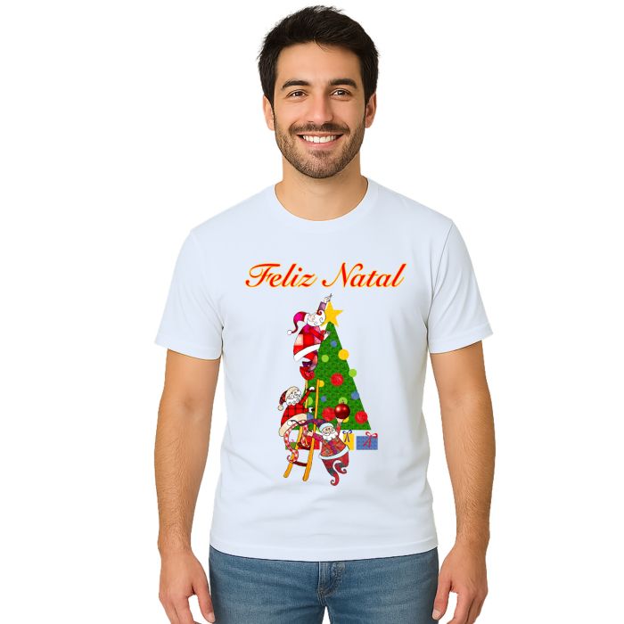 Camiseta Árvore Natal Papai Noel Natalina Personalizada