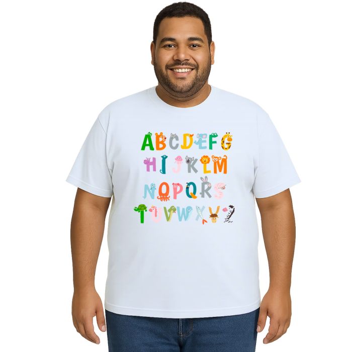 Camiseta Alfabeto Divertido Animais Personalizada