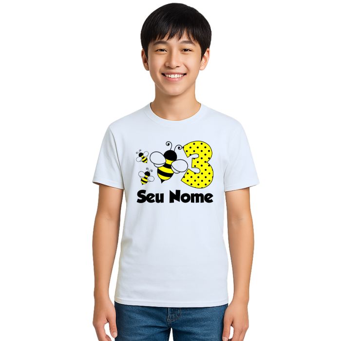 Camiseta Abelha Aniversário Estampa Personalizada