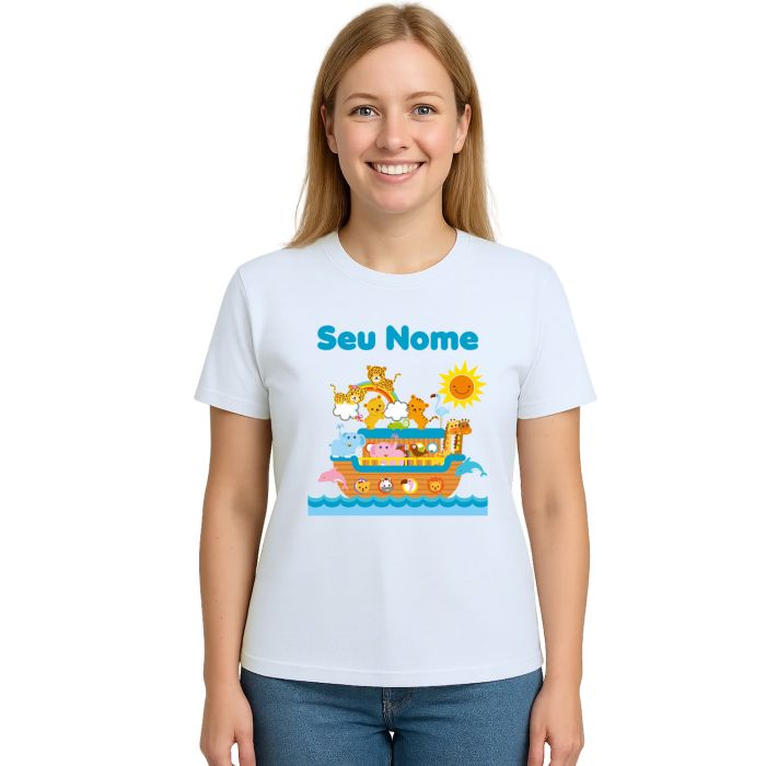 Camiseta Arca de Noé Bichos Menino Personalizada