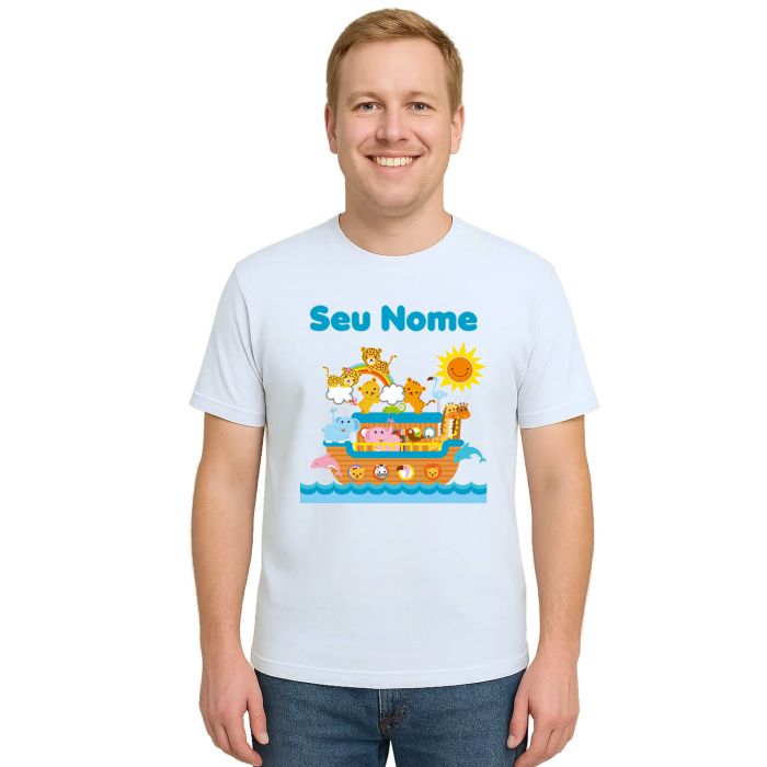 Camiseta Arca de Noé Bichos Menino Personalizada