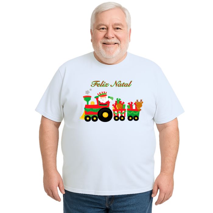 Camiseta Natalina Trenzinho de Natal Personalizada