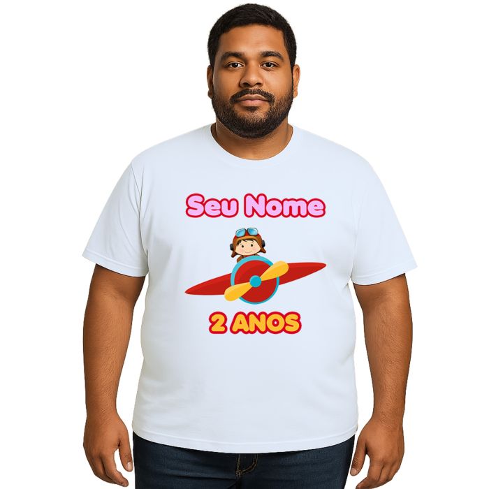 Camiseta Aviadora Girl Avião Festa Estampa Personalizada