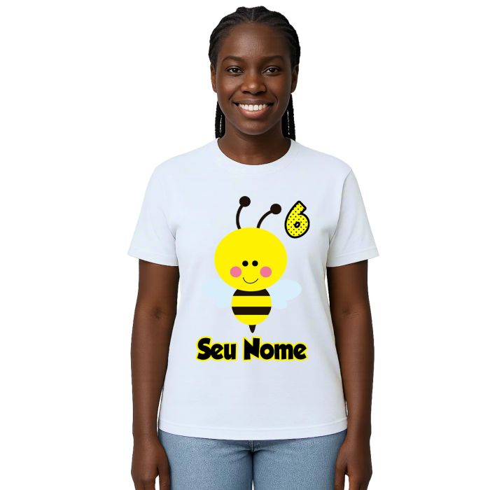 Camiseta Abelha Asas Aniversário Estampa Personalizada