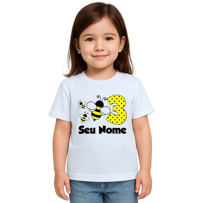 Camiseta Abelha Aniversário Estampa Personalizada