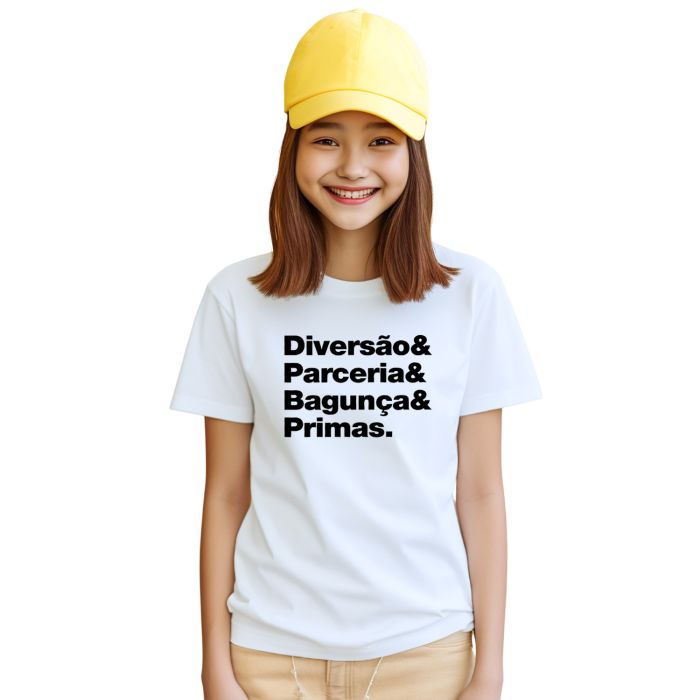 Camiseta Primas Diversão Parceria Personalizada Algodão